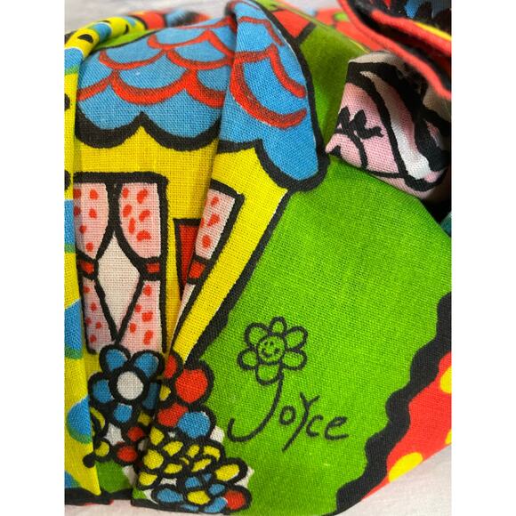 Vintage 60s Patchwork Drapes Character Gramma Loves You Fabric Yardage Joyce Mil - Picture 10 of 10